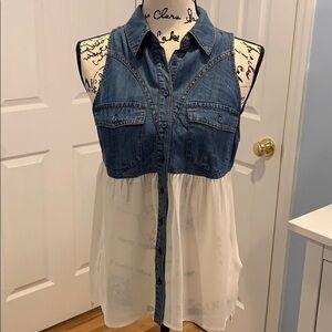 Guess Chambray and Sheer High Low Tank